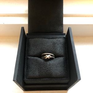 David Yurman pave crossover ring, size 6.5